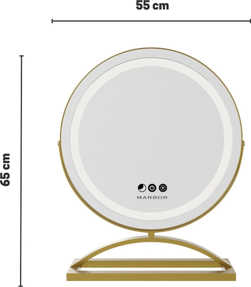 Marbor Make Up Spiegel Met LED Verlichting - Goud - Hollywood Mirror 6 Marbor Make Up Spiegel Met LED Verlichting - Goud - Hollywood Mirror - Afbeelding 6