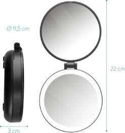 Navaris 1x/5x Vergrotende Make-up Spiegel - Compacte Opvouwbare Kap- En Reisspiegel - Led-verlichte Dubbelzijdige Make-upspiegel - Zwart -Modecosmetica 1128x1200 1