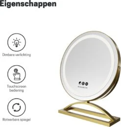 Marbor Make Up Spiegel Met LED Verlichting - Goud - Hollywood Mirror 8 Marbor Make Up Spiegel Met LED Verlichting - Goud - Hollywood Mirror -Modecosmetica 1135x1200 3