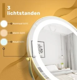 Great's® Make Up Spiegel Met LED Verlichting - ⌀ 40cm - Visagie Spiegel Rond - Extra Close Up Spiegeltje 10x - Goud -Modecosmetica 1157x1200 2