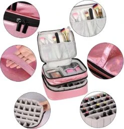 YONO Nagellak Tas - Nagelkoffer Beautycase - Cosmetica Koffer - Manicure Organizer - Roze -Modecosmetica 1160x1200