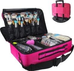 Cosmetica Koffer - Make-up Koffer Met Verstelbare Vakken - Visagie En Nagelstyliste Beauty Koffer - 40x30x14CM - Roze -Modecosmetica 1200x1146
