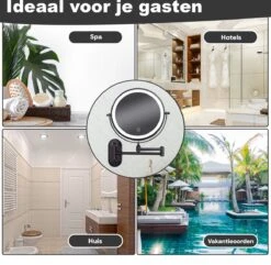 Make Up - Spiegel - Led Verlichting - 10X Vergroting - 3 Lichtstanden - Wandspiegel Rond - Badkamer - Mat Zwart - Draadloos -Modecosmetica 1200x1170 9