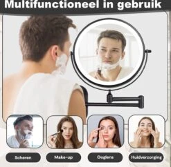 Make Up - Spiegel - Led Verlichting - 10X Vergroting - 3 Lichtstanden - Wandspiegel Rond - Badkamer - Mat Zwart - Draadloos -Modecosmetica 1200x1174 4