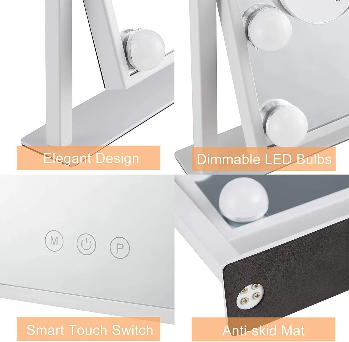 Bright Beauty Vanity Make Up Spiegel Met Verlichting - Wit - Dimbaar Met Drie Lichtstanden 4 Bright Beauty Vanity Make Up Spiegel Met Verlichting - Wit - Dimbaar Met Drie Lichtstanden - Afbeelding 4