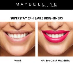 Maybelline SuperStay 24H Smile Brighters Lippenstift - 860 Crisp Magenta - Roze - Langhoudend -Modecosmetica 1200x1196 1
