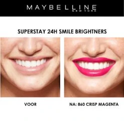 Maybelline SuperStay 24H Smile Brighters Lippenstift - 860 Crisp Magenta - Roze - Langhoudend -Modecosmetica 1200x1197 11
