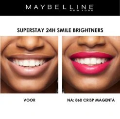 Maybelline SuperStay 24H Smile Brighters Lippenstift - 860 Crisp Magenta - Roze - Langhoudend -Modecosmetica 1200x1197 12