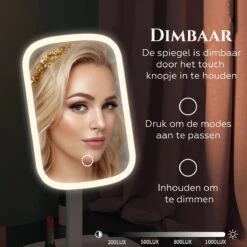 HighHome - Make Up Spiegel Met Led Verlichting - Inclusief 10x Spiegel - 3 Warmtes - 360 °C Draaibaar -Modecosmetica 1200x1200 279