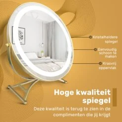 Great's® Make Up Spiegel Met LED Verlichting - ⌀ 40cm - Visagie Spiegel Rond - Extra Close Up Spiegeltje 10x - Goud -Modecosmetica 1200x1200 290