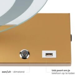 Nuvoo Make-up Spiegel - Visagie Spiegel - Hollywood Spiegel - Diameter 50cm - 3 Licht Tinten - Dimbaar - USB Telefoonoplader - Goud 20 Nuvoo Make-up Spiegel - Visagie Spiegel - Hollywood Spiegel - Diameter 50cm - 3 Licht Tinten - Dimbaar - USB Telefoonoplader - Goud -Modecosmetica 1200x1200 314