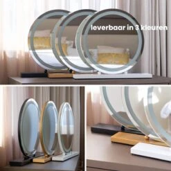Nuvoo Make-up Spiegel - Visagie Spiegel - Hollywood Spiegel - Diameter 50cm - 3 Licht Tinten - Dimbaar - USB Telefoonoplader - Goud 21 Nuvoo Make-up Spiegel - Visagie Spiegel - Hollywood Spiegel - Diameter 50cm - 3 Licht Tinten - Dimbaar - USB Telefoonoplader - Goud -Modecosmetica 1200x1200 315