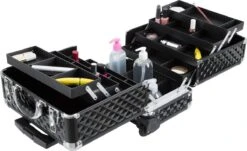 Dreamble Make-up Koffer - Make-up Trolley - Zwart - Rijdbaar - Met Wieltjes - Compact - 8 Vakken - Met Slot - 2 Sleutels -Modecosmetica 1200x732 1