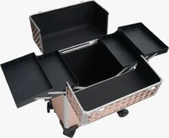 Koffer Gouden Kleur | Beautycase / Beautykoffer / Trolley Van Aluminium - 8 Wielen - Kapper Koffer - Tattoo Koffer - Nagel Koffer - Make-up Koffer -Modecosmetica 1200x979